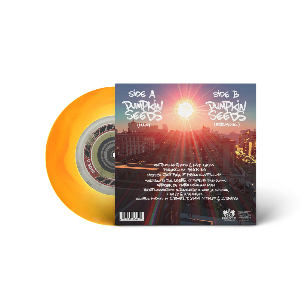 Aesop Rock x Blockhead "Pumpkin Seeds feat. Lupe Fiasco” Limited Yellow & Orange 7" Vinyl